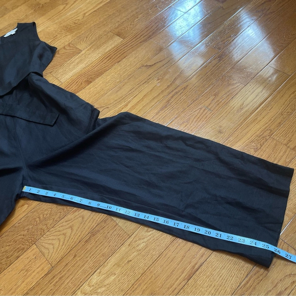 LOFT black linen jumpsuit romper wide leg pants belted Sz 6 - Picture 12 of 16